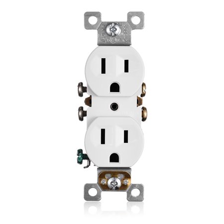 Faith Duplex Receptacle Outlet, Non-Tamper-Resistant 3-Prong, 3-Wire, Self-Ground, 15A 125V, White, 10PK SSRE2-WH-10